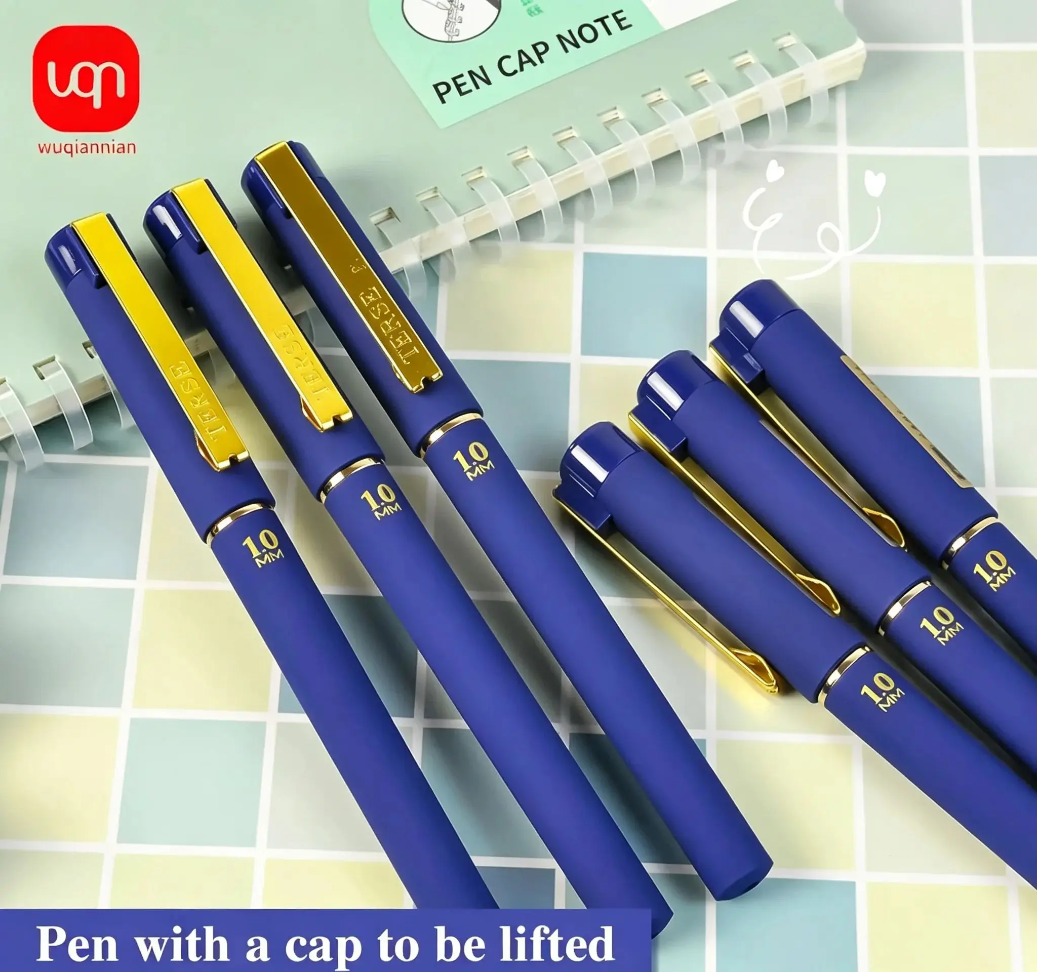 Blue Gel Pen 1.0mm High Appearance Level Large Capacity Smooth Quick-Drying Ink for School And Office 3/6/12PCS Set