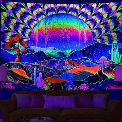 Fluorescent tapestry UV reaction decorative cloth psychedelic skull game machine fluorescent  wall  home decoration