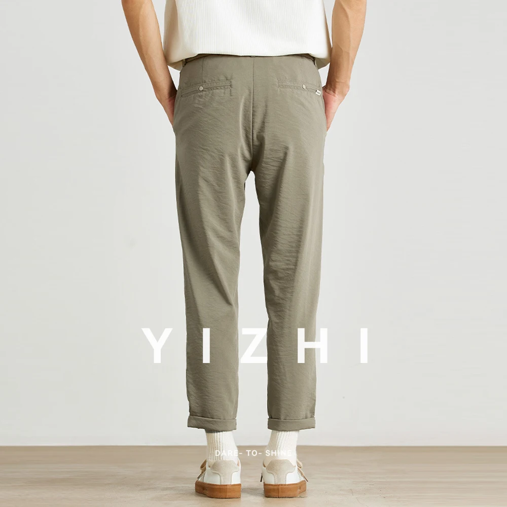 2025 صيف جديد الرجال الحرير الجليد رقيقة التجفيف السريع سراويل تقليدية موضة فضفاضة مستقيم كل مباراة الشباب بلون تسع نقاط بانت #4