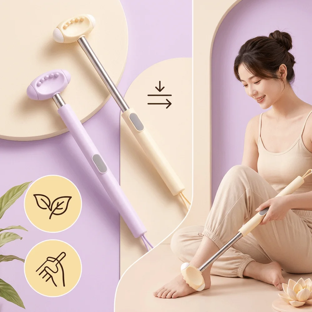 New Dual-Sided Back Scratcher Retractable 27-62.5cm Body Scratcher Massager Hanging Loop Itch Relief Tool Back Neck Waist Arm