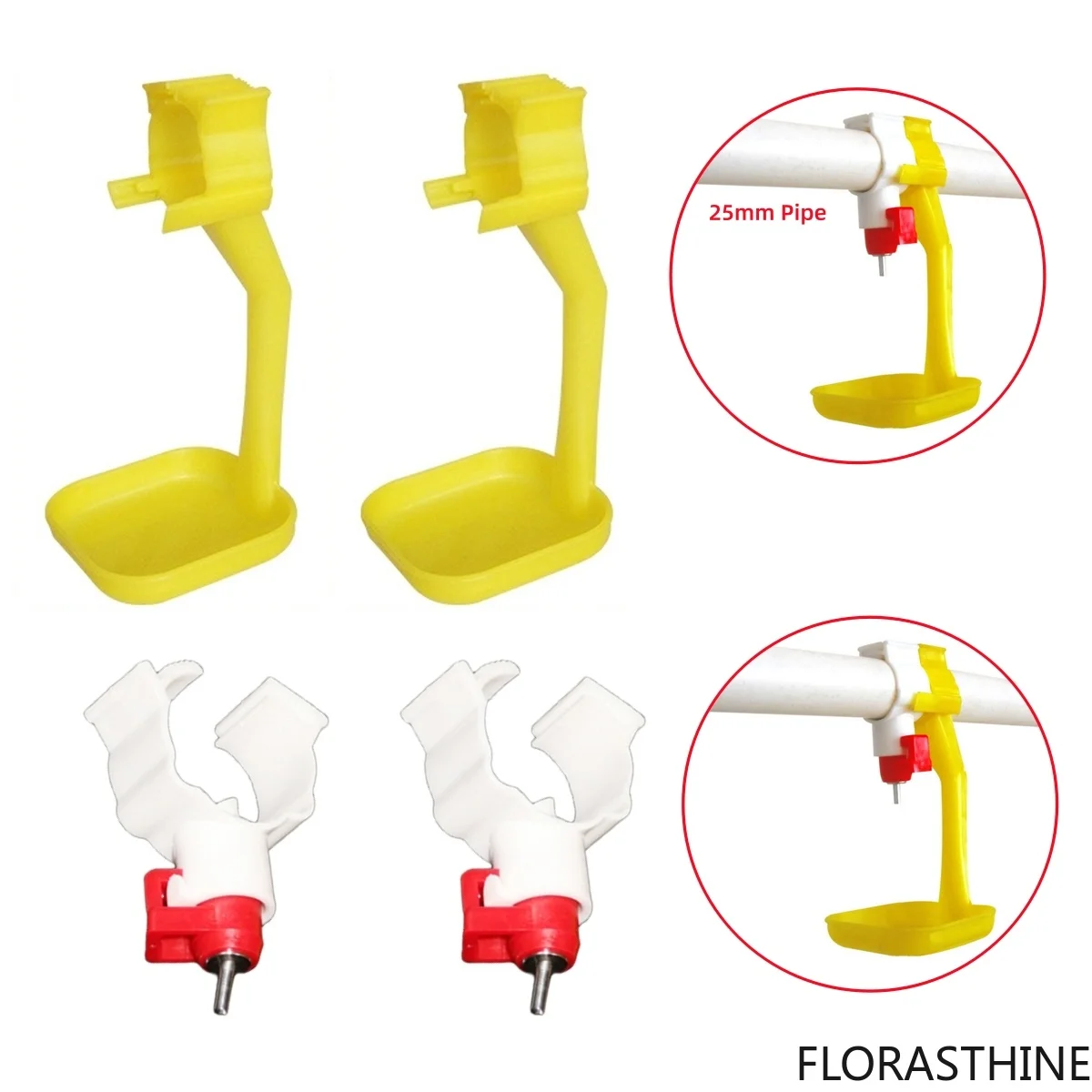 40Pcs Chicken Duck Hanging Cup and 25mm Pipe Hanging Dispenser Water Poultry Water Bowl Nipple Drinker Feeder Poultry Supplies
