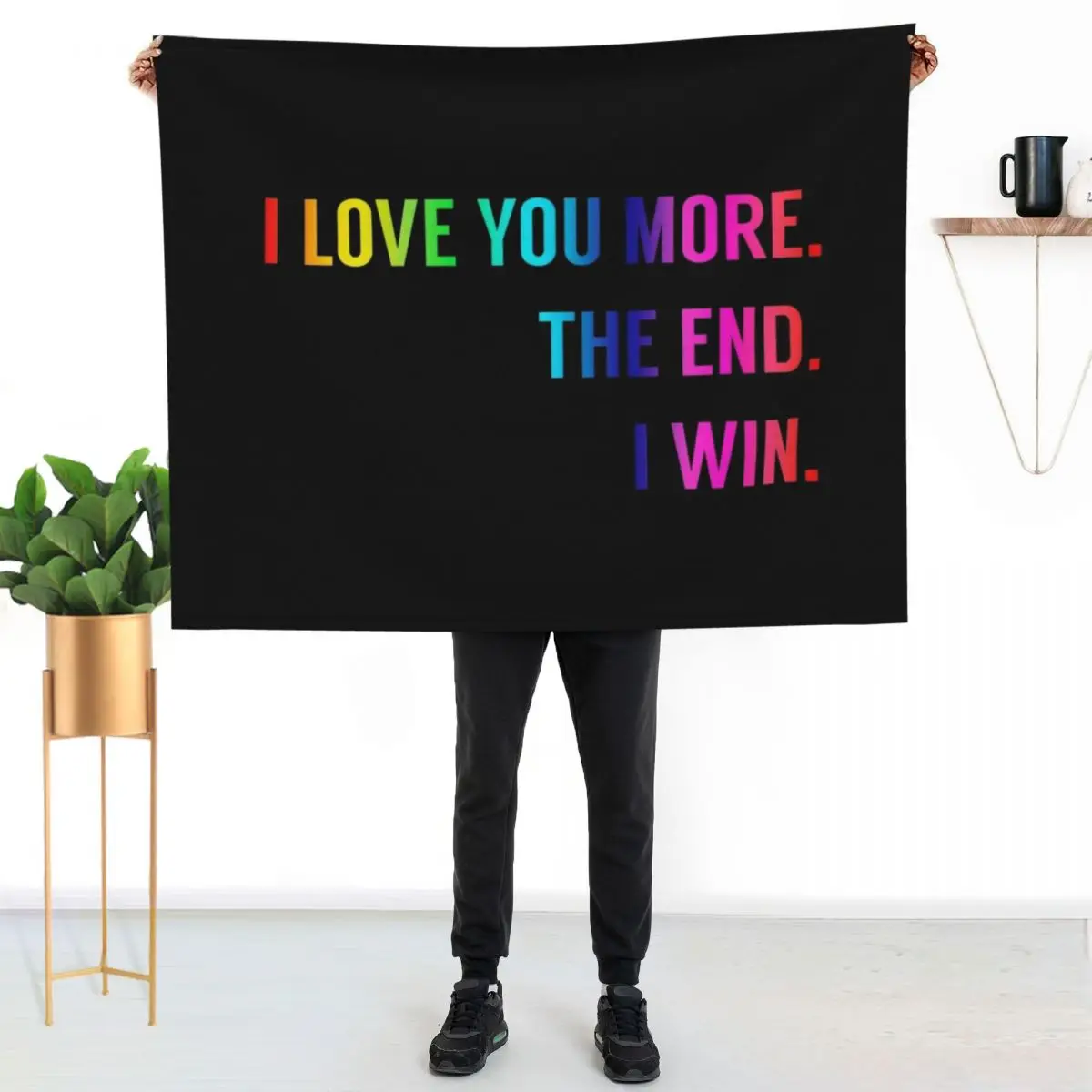 

Rainbow and Black I Love You More. The End. I Win. Throw Blanket Ultra Plush Cozy Blanket for Napping Sleeping