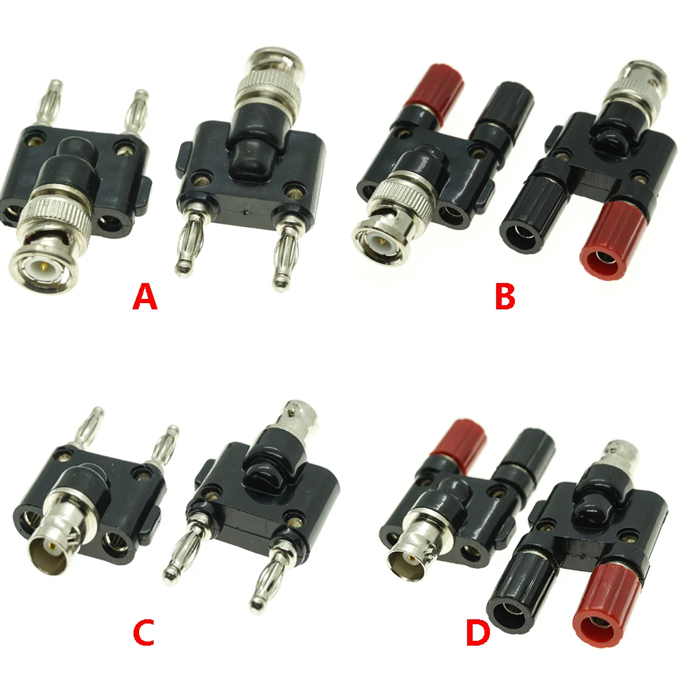 10pcs BNC to Two Dual 4mm Banana Male Female Jack Coaxial connector RF Adapter