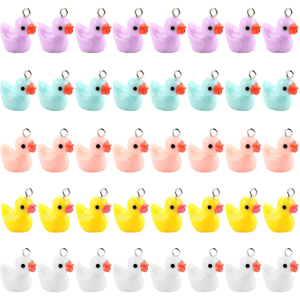 

40pcs Duck Resin Charms for Jewelry Making Crafts Pendant Earrings Accessories Bulk Mixed Colors Necklace Bracelet Decorations
