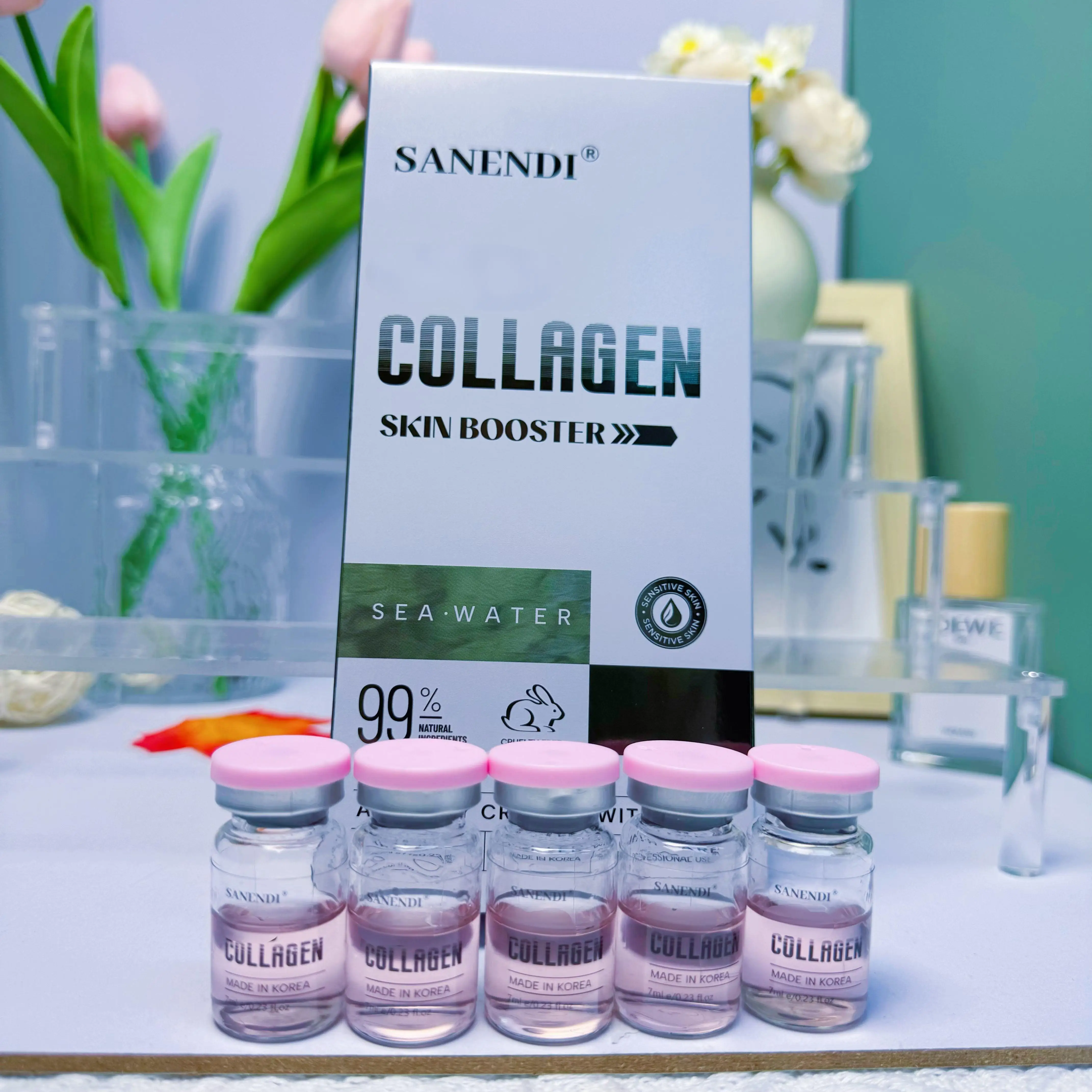 SKIN BOOSTER COLLAGEN - Pink Essence Solution for Facial Skin Tone Imbalances and Wrinkles, Enhances Skin Hydration
