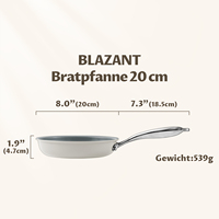 Induction pan set, PTFE-free,dishwasher-safe, oven-safe, non-stick frying pans 20+24+28 cm for all stove types