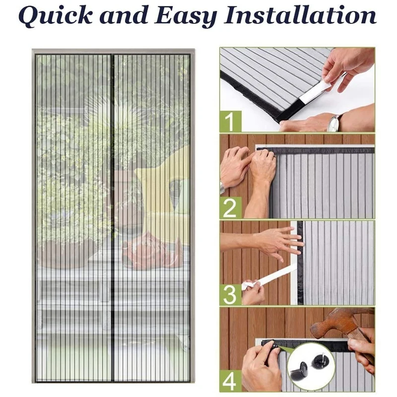 100x210CM Magnetic Door Curtain Net Door Anti Mosquito Insect Fly Bug Curtains Automatic Closing Door