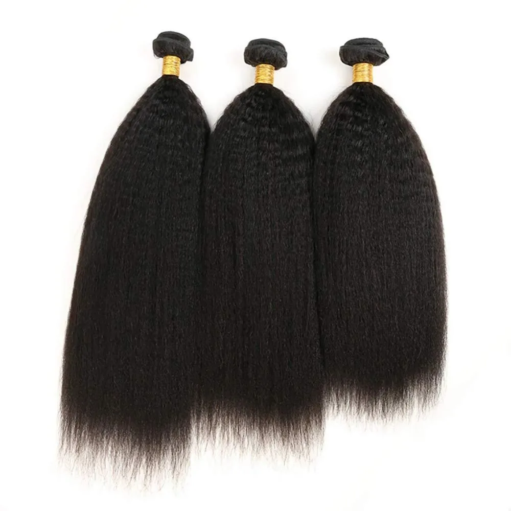 Pacotes sintéticos do Weave do cabelo para mulheres negras, pacotes retos de Yaki, extensões naturais do cabelo encaracolado, fibra química, uso diário