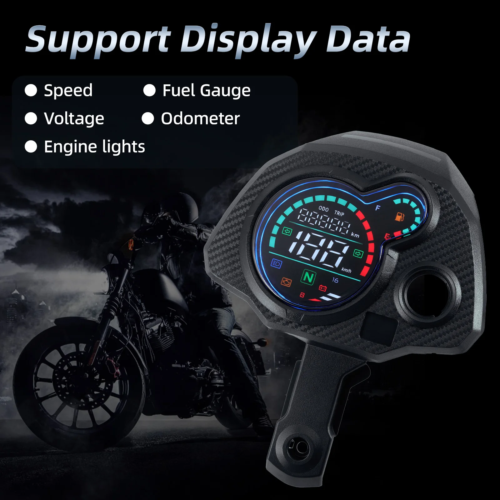 Digital Meter Motorcycle Mileage Display Digital Speedometer LED Meter Odometer Voltage Oil Level Gauge For Honda Navi 110