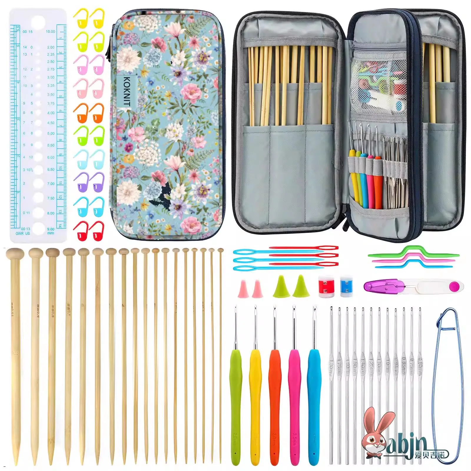 

Hanrted Bamboo Wooden Crochet Needle Set for Knitting Sweaters Dolls Crting Tools Kit DIY Home Sewing Fabric