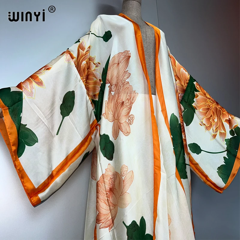 WINYI-Kimono africano para mujer, cárdigan con estampado de verano 2025, cárdigan holgado abaya informal para playa, vestido bohemio, caftán de fiesta