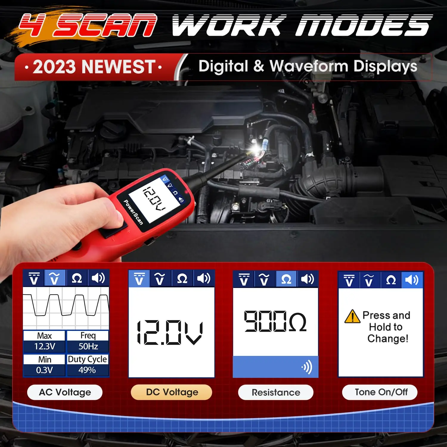 Autel PS100 probador de circuito automotriz PowerScan Kit de prueba de sonda de potencia sistema eléctrico voltaje CA CC herramienta de diagnóstico