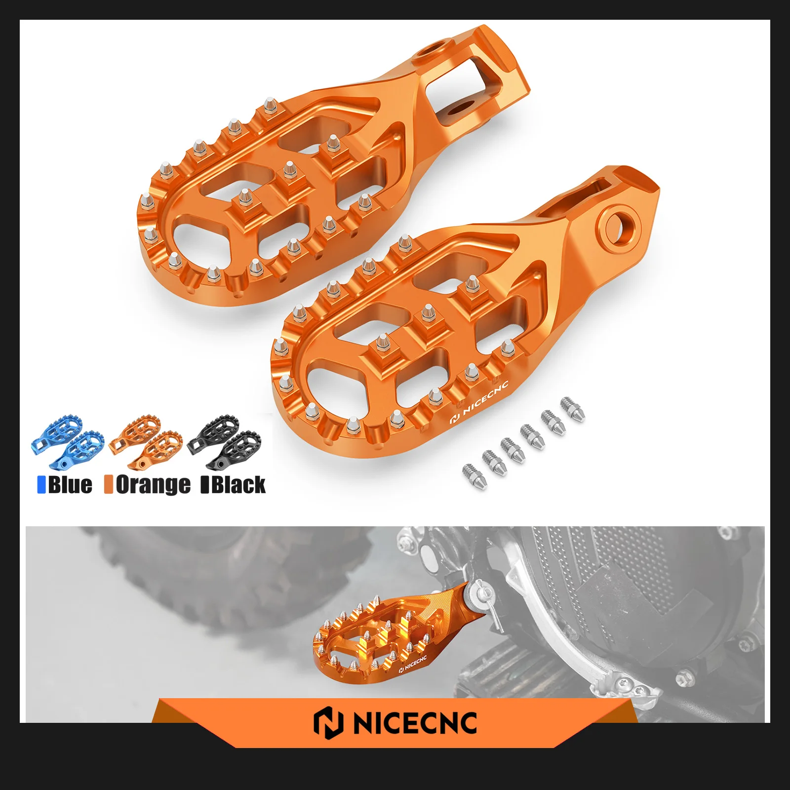 

NICECNC For 2025 2024 KTM EXC 300 XCW EXCF 500 450 350 300 250 150 125 SX XC SXF XCF 2023 Motorcycle Forged Foot Pegs Enlarged
