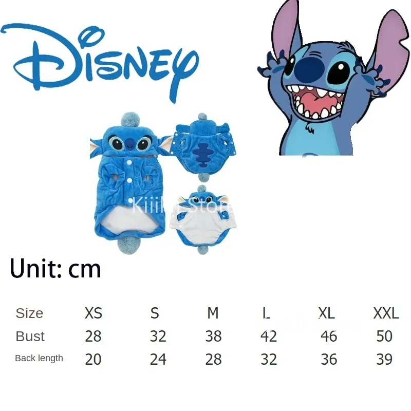 Disney Stitch-ropa de invierno para perros y gatos, chaqueta cálida de terciopelo para Halloween, talla pequeña y mediana