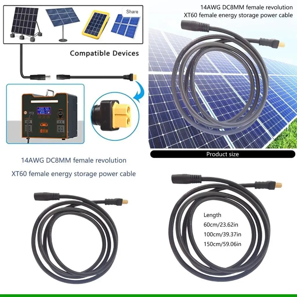 U55C High Flexibility XT60 to DC7.9mmx0.9mm 8mm Connectors Power Cable, Copper 14AWG for Portable Power Stations