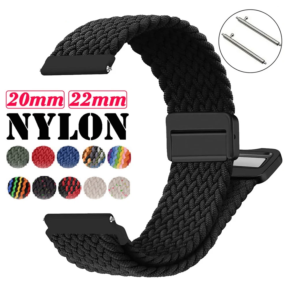 22mm 20mm Band For Samsung Galaxy Watch 6/5/4/pro/classic/Gear S3/active 2 Braided nylon bracelet correa Huawei GT 2e 3 4 Strap