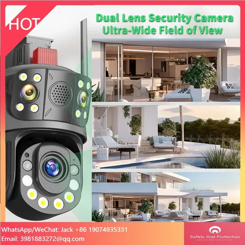 Rscamtom Icsee 6K Outdoor Wifi Three Lens 100x Optical Zoom Ip Camera Human Detection Color Night Vision Cameras Wifi