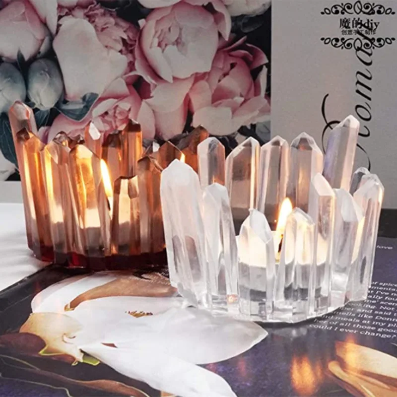 كريستال بالتنقيط الراتنج قالب فيض المنظم مرآة كريستال حجر الشمعدان قوالب السيليكون