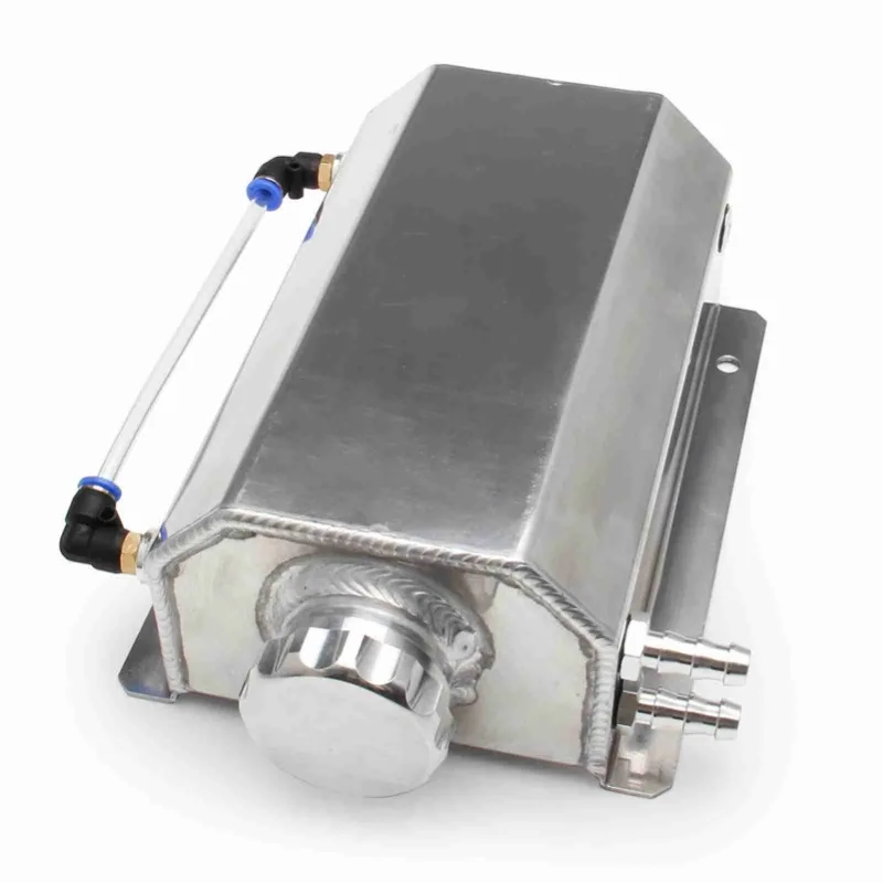

2L Aluminum Car Coolant Overflow Tank – Universal Expansion Reservoir with Oil Catch Can & Breather Function, Equipped with Drai