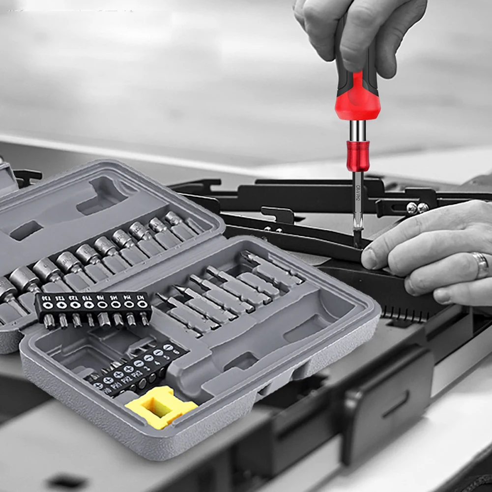 Handle Driver Hex With Bit Holder Power Tool Accessories 36pcs Socket Screwdriver Bit Set 1/4 Inch Quick-Release