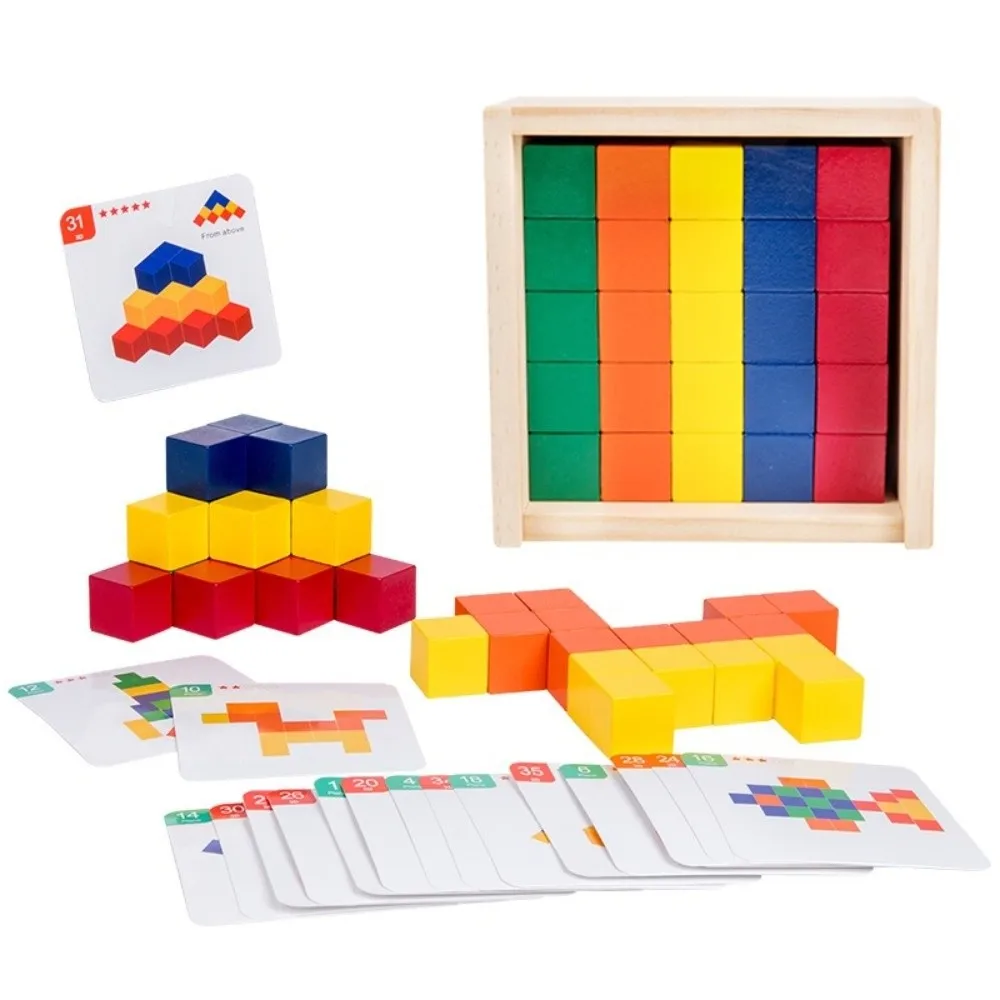 Home Education 3D-Holzpuzzle, Holzmaterial, tragbares Würfelblock-Spielzeug, lustiges Lernspielzeug, pädagogische Verwendung