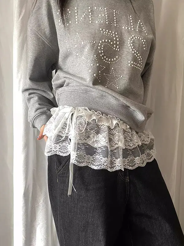 

Lace under Skirt Women's Half-length A-line Short Skirt Bottom Covering Sharkskin Pants Inner Wear Cake Style Base Layer Skirt