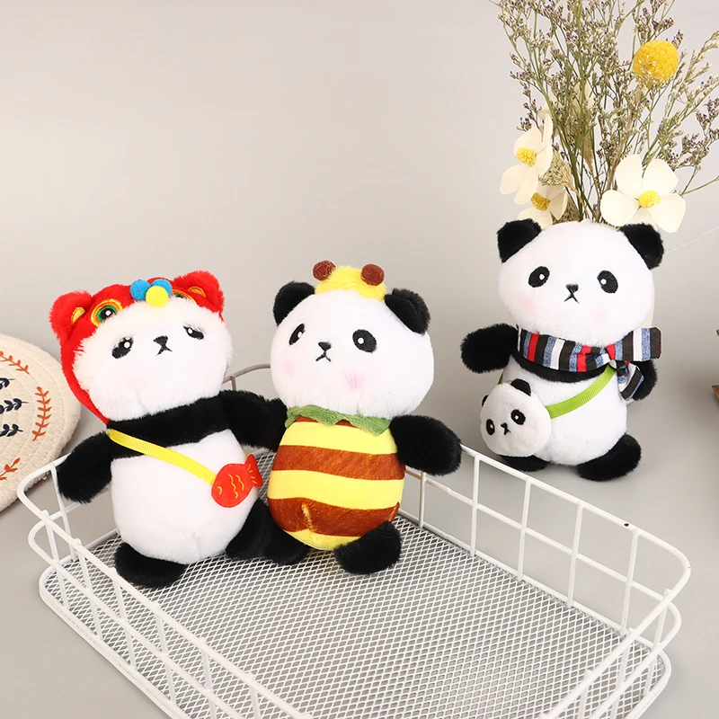 Cute Panda Keychain Plush Stuffed Car Key Ring Bag Pendant Couple Christmas Gift Jewelry Cartoon Panda Pendant Keychain