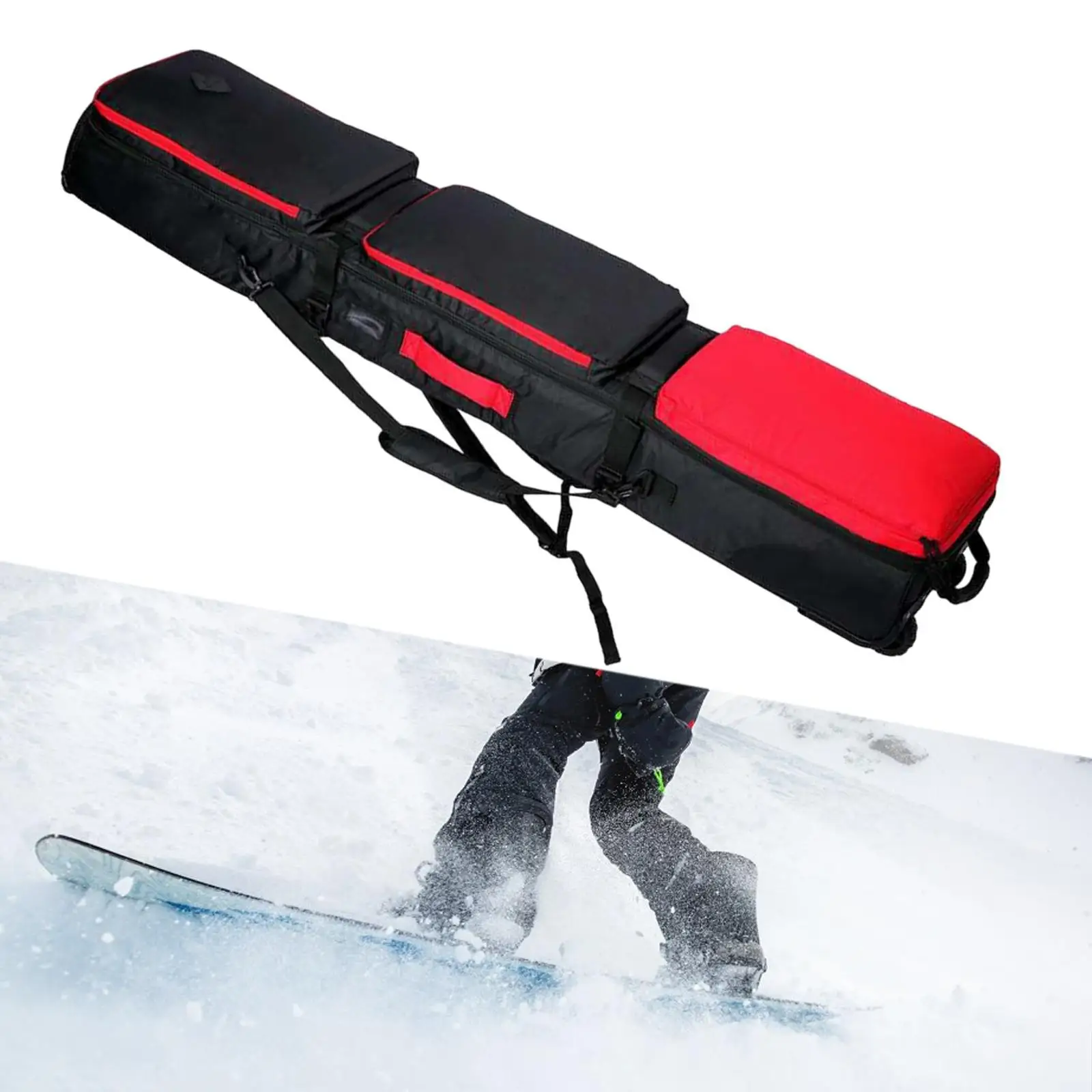 Snowboard Bag Storage Bag Men Women Padded Adjustable Strap Wheeled Ski Bag