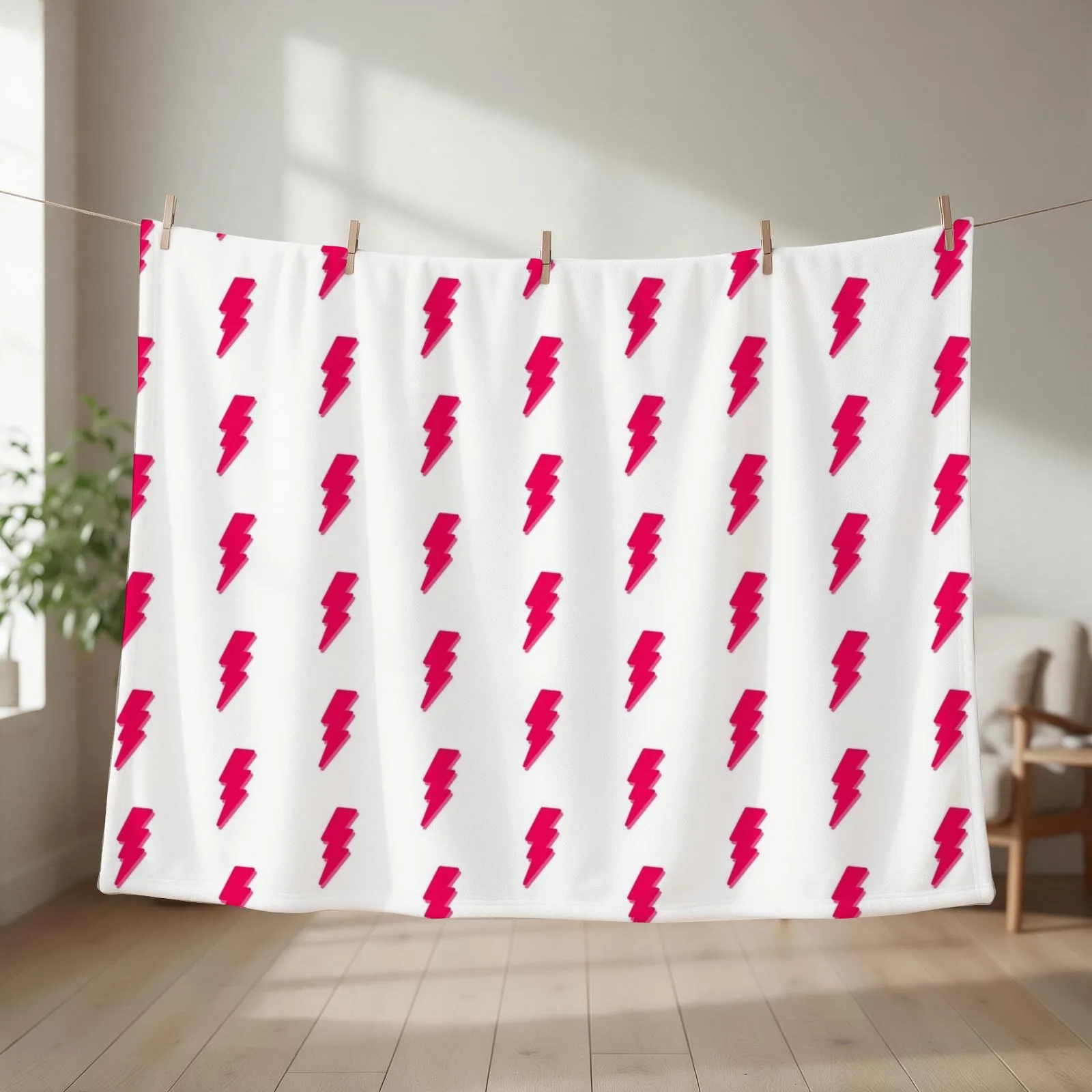 Pink Lightning Bolt Throw Blanket couch cozy soft plush fuzzy picnic outdoor blanket