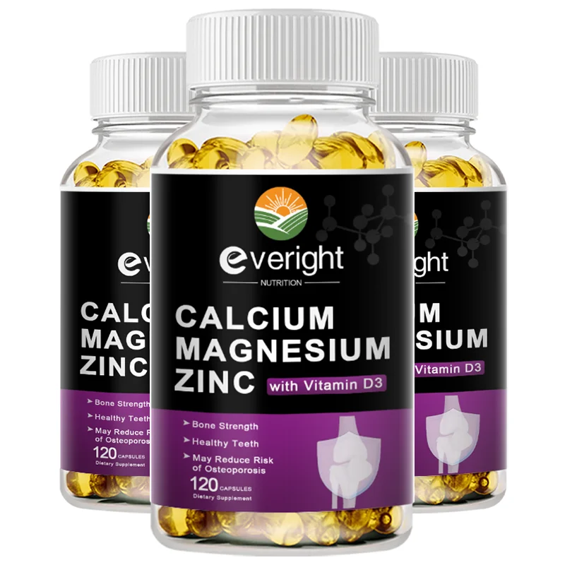 Calcium Magnesium Zinc with vitamin D3 B6 Promotes Healthy Bones and Teeth - Supports Nerve & Muscle Function, Boosts Immunity