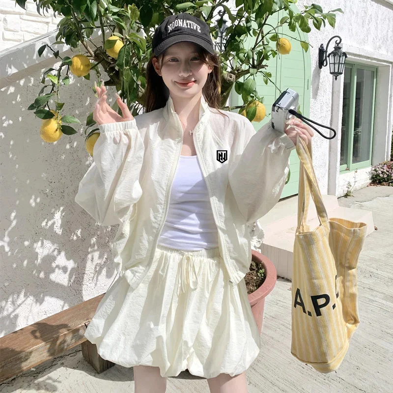 Summer Light Women Golf Sun Protection Suit Top Jacket and Short Skirt Two-piece Suit Women's New Casual Slim-fit Golf Wear