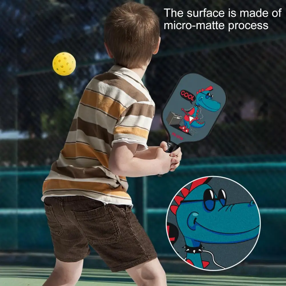 Children Pickleball Paddle Children's Cartoon Print Lightweight Glass Fiber Pickleball Paddle Set with 2 Balls Kids for Birthday