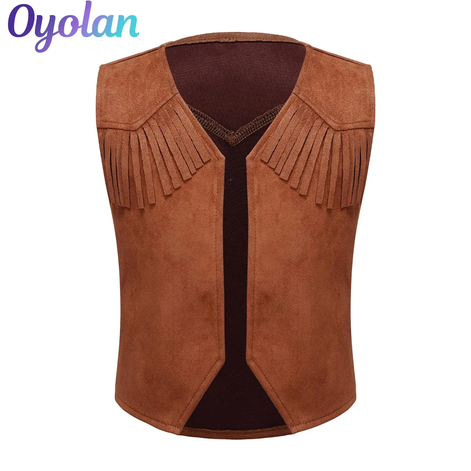 

Boys Western Cowboy Cowgirl Denim Vest Cosplay Costume Dress Up Tassel Waistcoat Suede Fringe Vintage Jacket Wild West Vest Top