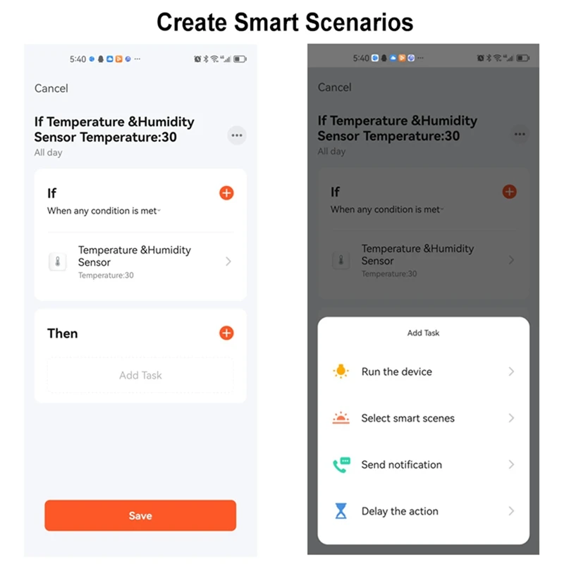 White Temperature Humidity Sensor Indoor Hygrometer APP Remote Real-Time Monitoring Works With Alexa Google