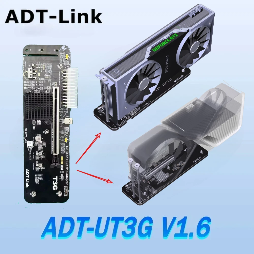 

ADT UT3G V1.6 External Graphics Adapter Notebook USB4 to PCIe 4.0 x16 eGPU for Thunderbolt 4/3 for NUC ITX STX Laptop Gaming PCs