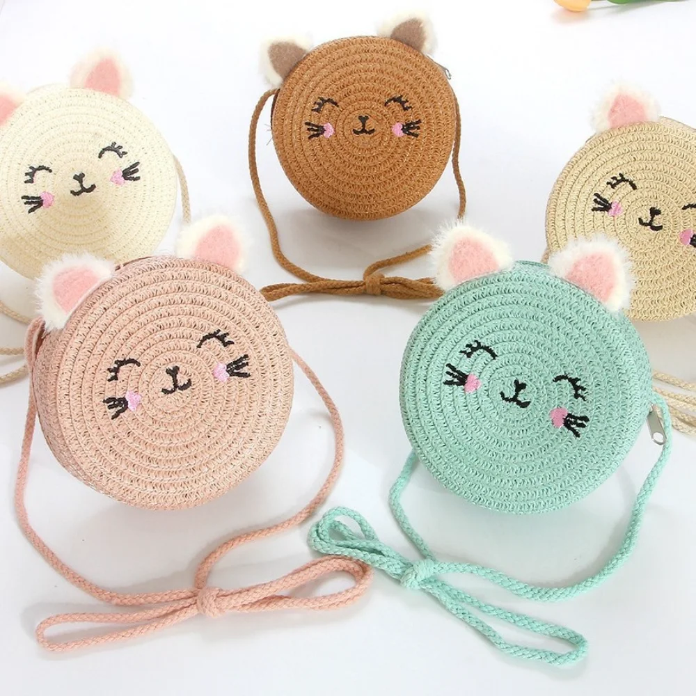 

Летняя маленькая сумка для девочек, новинка 2026, модная тканая сумка из травы, милая детская мини-сумка через плечо, оптовая продажа