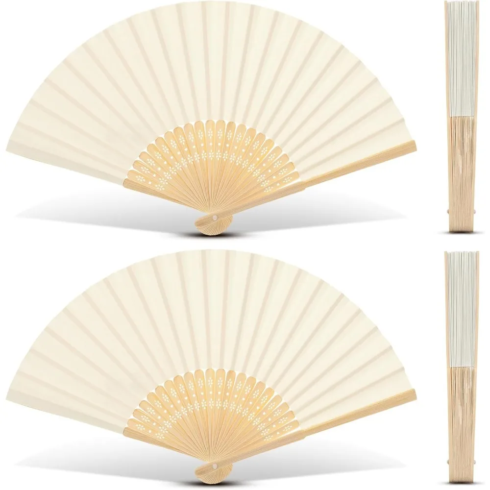 

Set of Four Folding Bamboo Hand Fans for Wedding Dance Party DIY Decor Gifts