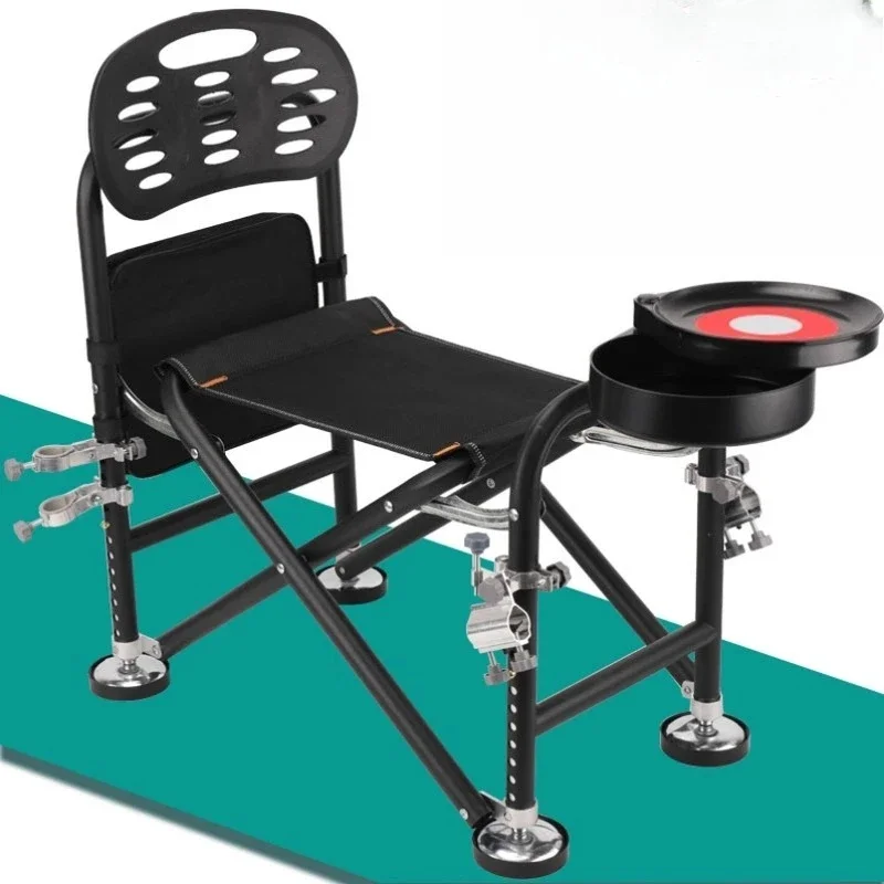 

Stainless steel fishing chair 13 holes enlarged plus long legs table fishing chair, all-terrain reclining and folding