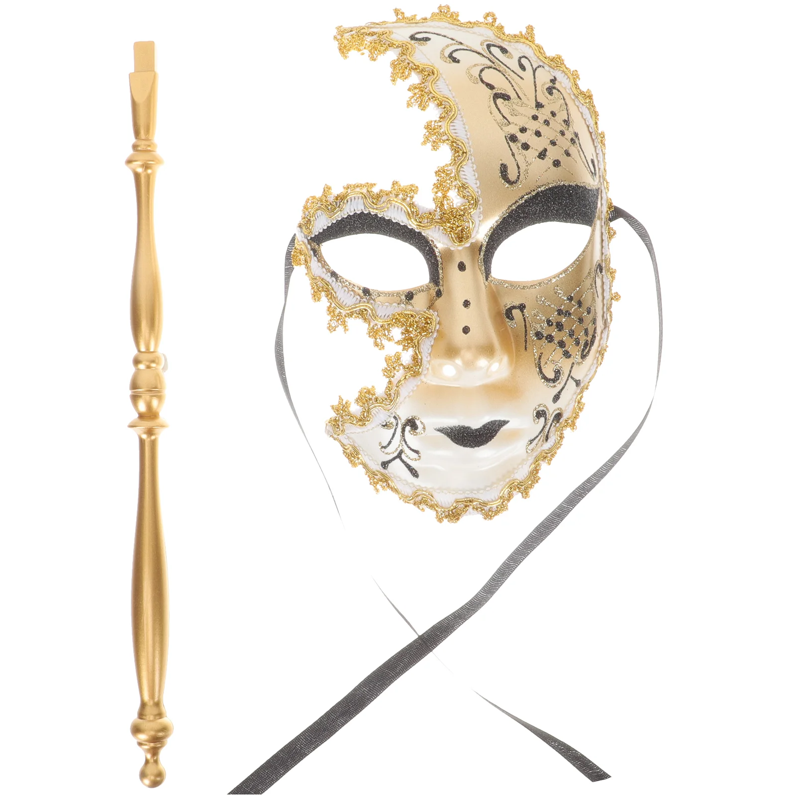 

Venetian Mask Party Role Play Masquerade with Stick Birthday Stage Performance Festival Accessory Retro Decor