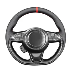 Black Artificial Leather Hand-stitched Comfortable No-slip Soft Car Steering Wheel Cover Braids For Suzuki Swift 2008-2021