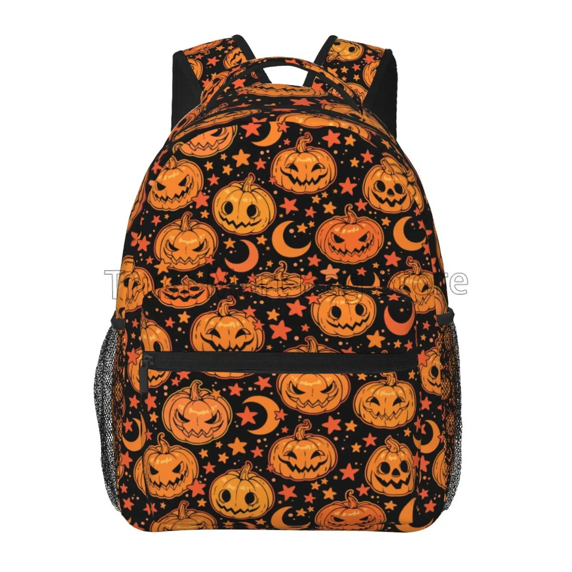 

Halloween Pumpkin Moon Stars Lightweight Laptop Backpacks Large Capacity Waterproof School Bookbag for Men Women Boys Girls