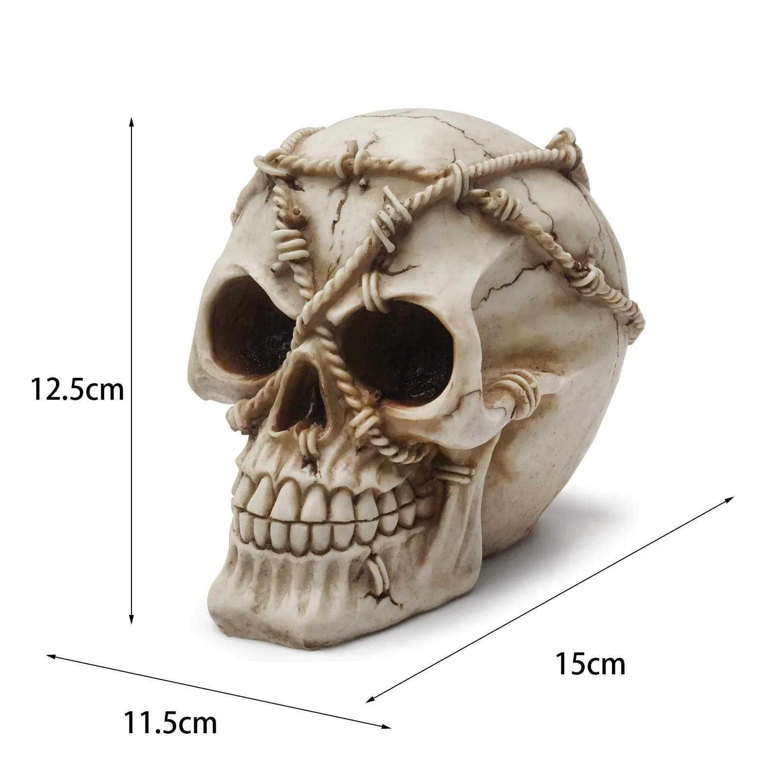 Creative Human Head Skull Model Resin Skull Decoration Statue Home Room Decoration Skull Sculpture Halloween Skull Figurine