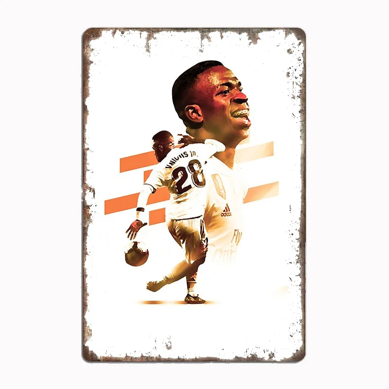 Vinicius Junior Design Football Sport Metal Sign Poster Garage Room Decor Living Bar Custom Tin Vintage Home Decoration Wall Art