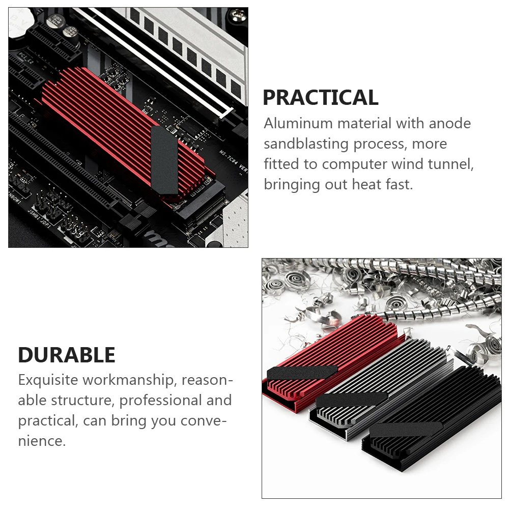 

Aluminum Heat Sink for M2 2280 SSD Cooler Fin Anode S Process Metal Drive Red Computer Accessory Solid State Radiator
