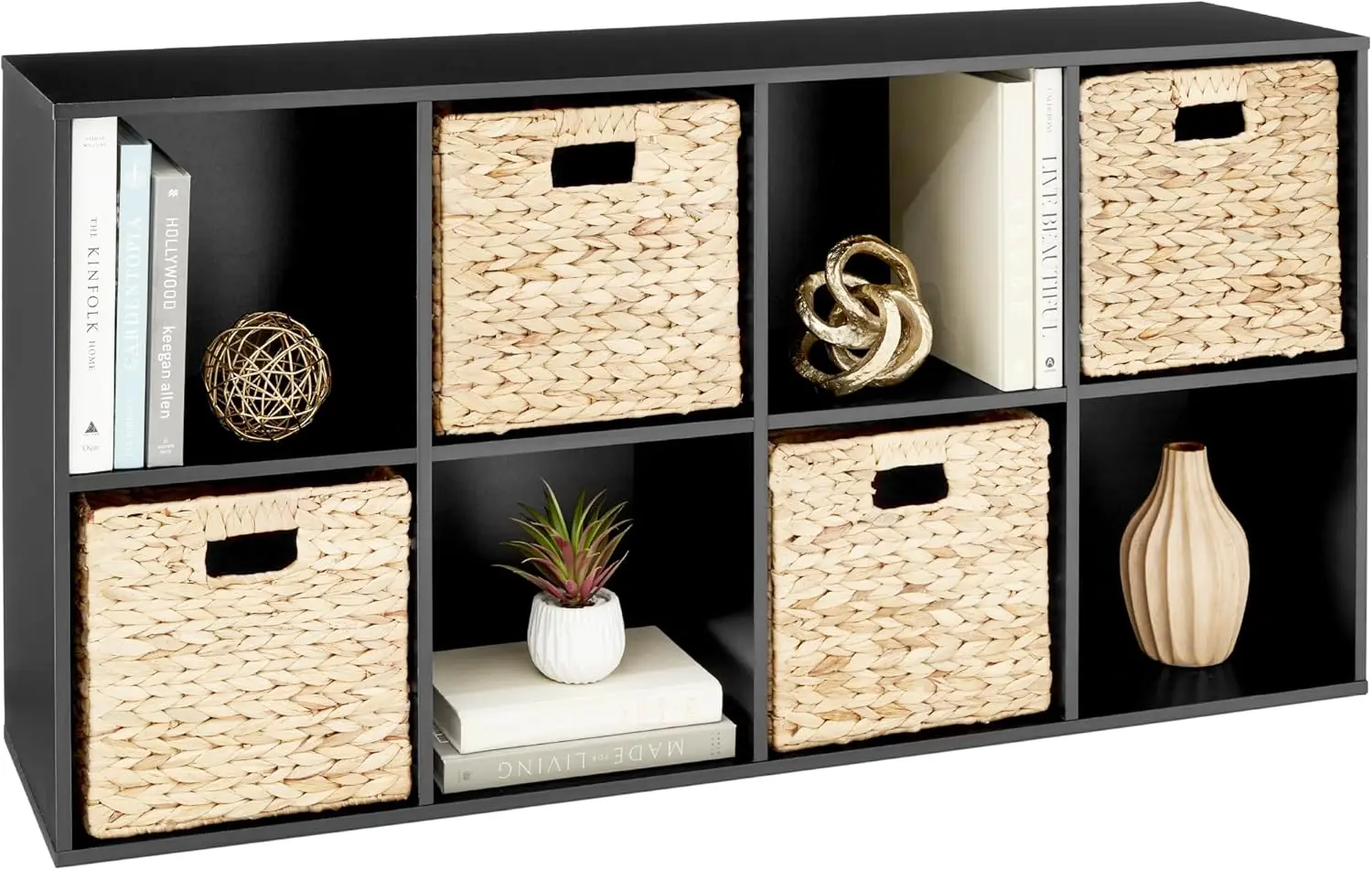 8-Cube Storage Organizer, 11in Shelf Opening, Bookcase, Display Shelf, Customizable w/ 3 Removable Back Panels