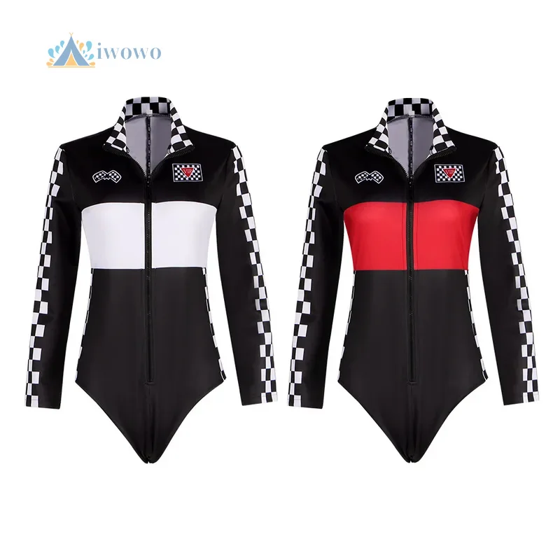 

Сексуальный женский комбинезон гонщицы на Хэллоуин, сексуальный боди-костюм для косплея, с длинными рукавами, для ролевых игр, униформа гонщицы/чирлидерши