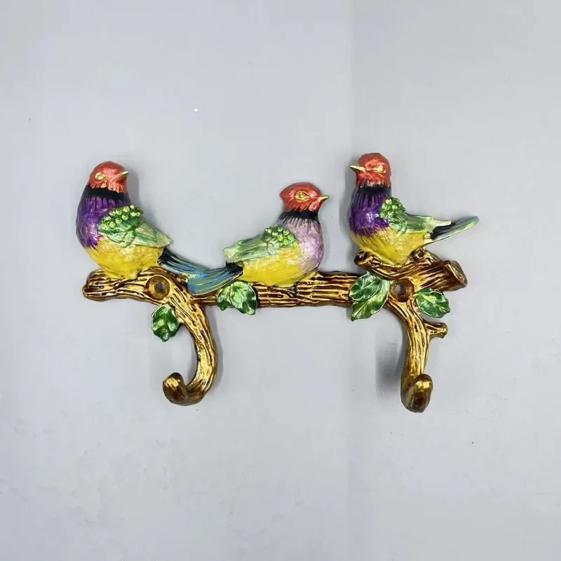 Creative Bird Zinc Alloy Wall Hook European Enamel Color Retro Clothes Hanger for Porch Wardrobe Home