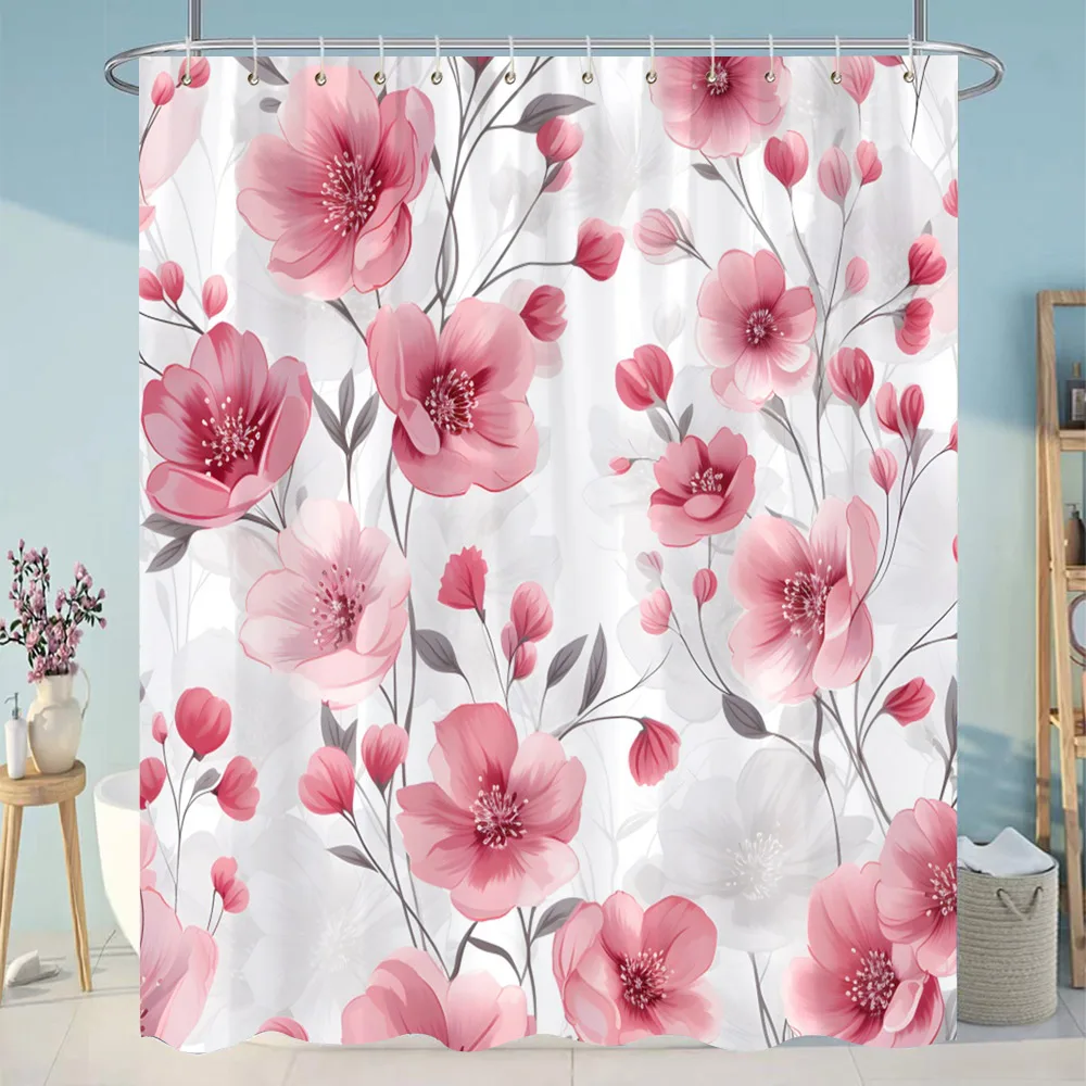 

Ботанический цветок занавеска для душа красочные цветы зеленые листья акварель искусство креативные полиэстеровые занавески для душа Декор для ванной комнаты