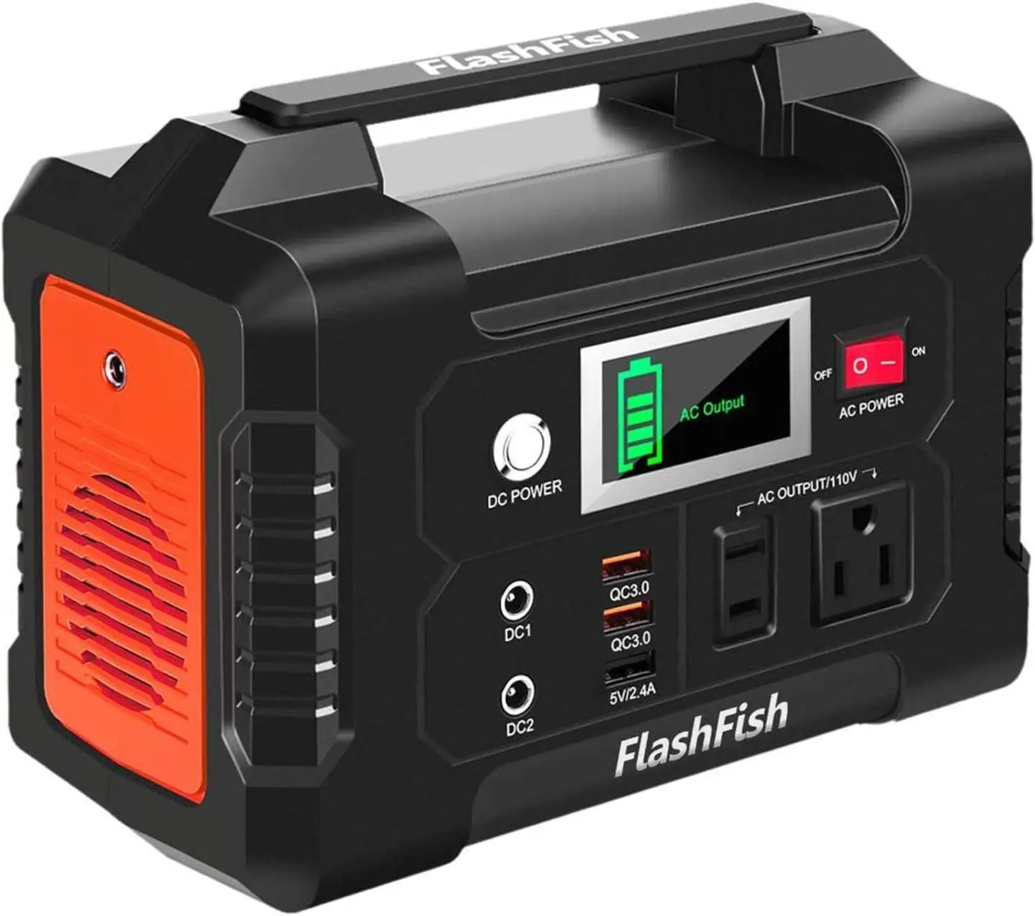 200W Portable Power Station, FlashFish 40800mAh Solar Generator With 110V AC Outlet/2 DC Ports/3 USB Ports