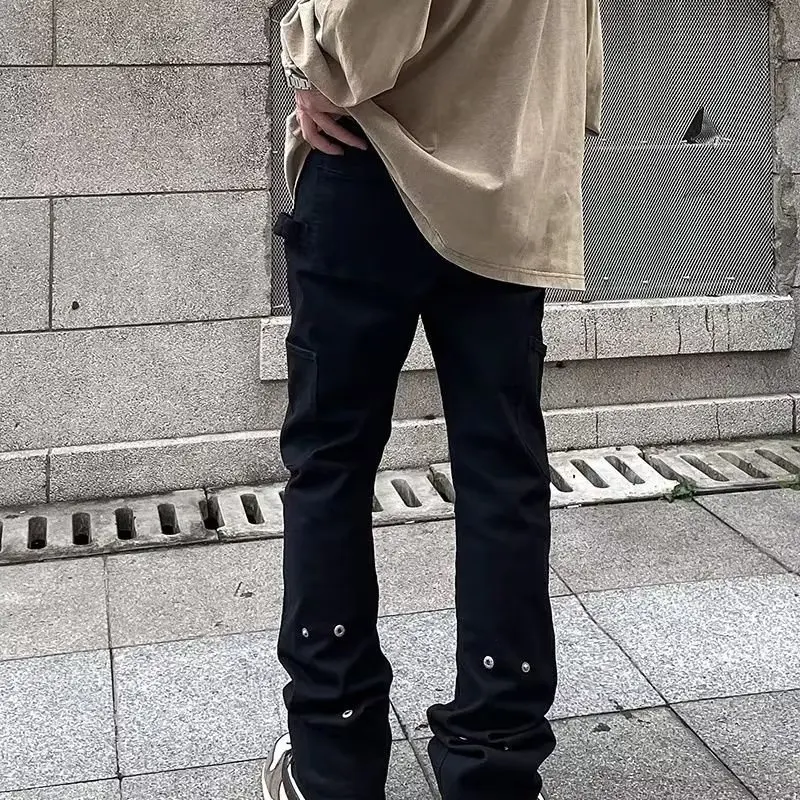 

Осенние большие размеры 300 Pou, модные зауженные ленивые Sle, молодежные функциональные длинные брюки, японские мужские джинсы со средней талией